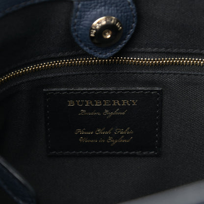 Burberry Grainy Calfskin House Check Medium Banner Tote Ink Blue 6 of 12