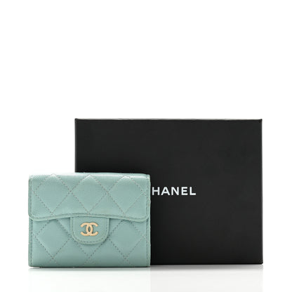 Chanel Caviar Quilted Flap Card Holder Wallet Light Blue 12 of 12
