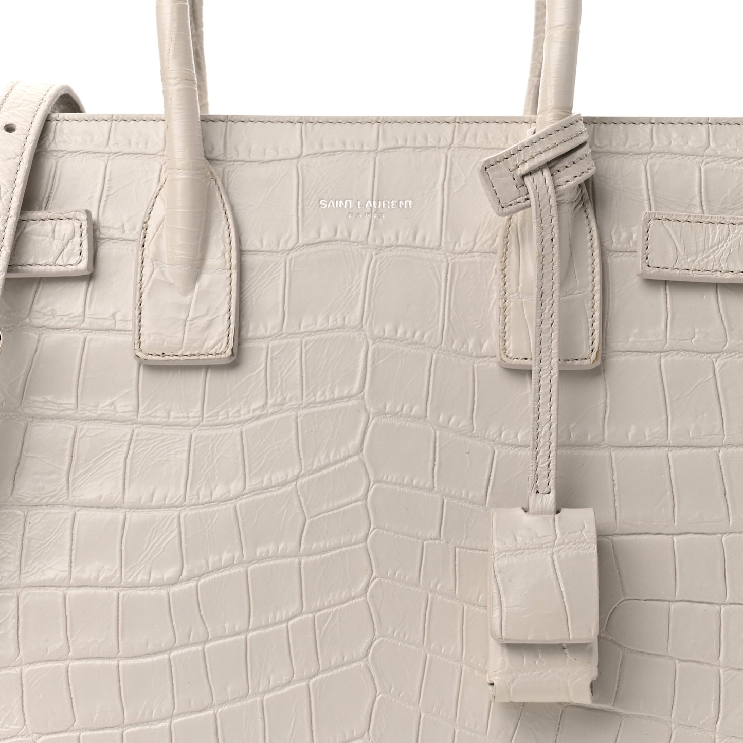 Calfskin Crocodile Embossed Baby Sac De Jour Gris Perle