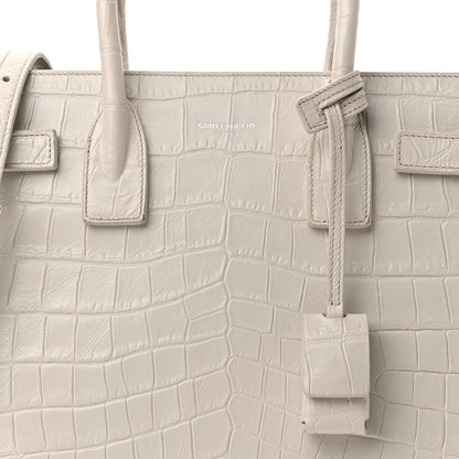 Saint Laurent Calfskin Crocodile Embossed Baby Sac De Jour Gris Perle 8 of 10