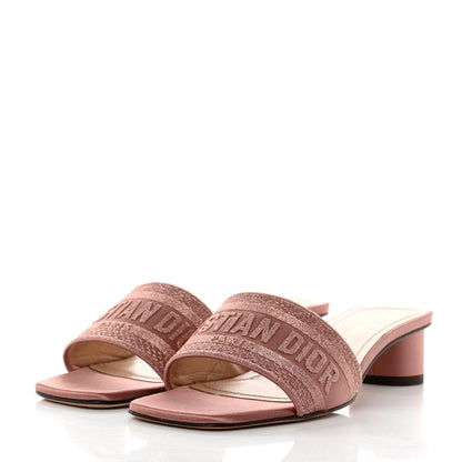 Christian Dior Satin Embroidered Dway 35mm Slide Sandals 37.5 Rose Des Vents 3 of 9