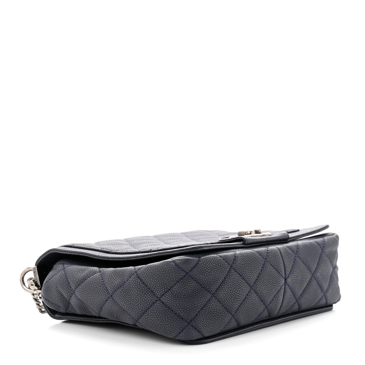 Chanel Washed Caviar Quilted Small Square Turn Around Ligne Flap Navy 4 of 11