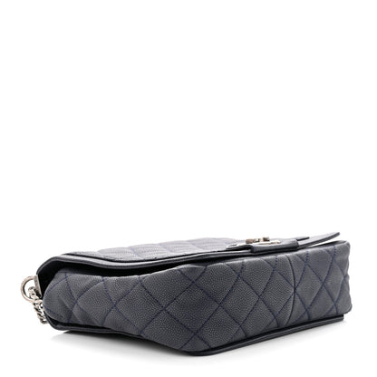 Chanel Washed Caviar Quilted Small Square Turn Around Ligne Flap Navy 4 of 11
