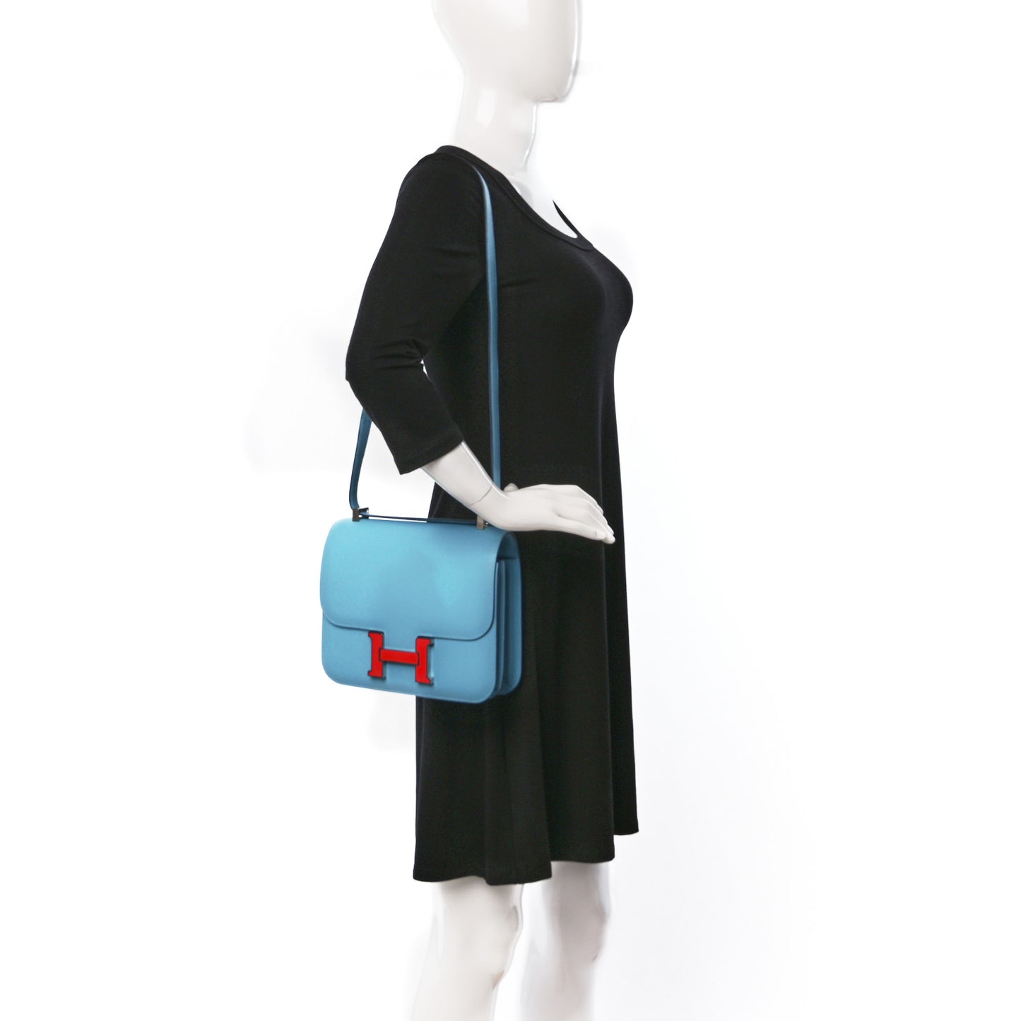 Epsom Enamel Constance 24 Bleu du Nord Rouge