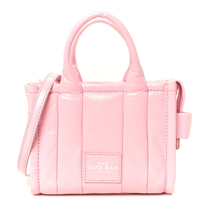 Marc Jacobs Shiny Crinkled Calfskin Mini The Tote Bag Pink 1 of 10