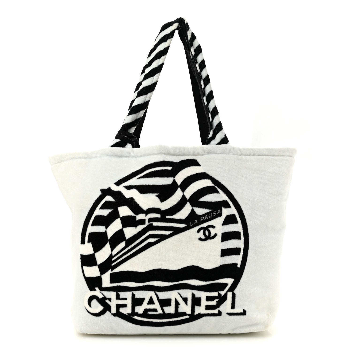 Chanel Terry Cloth Cotton La Pausa Bay Reversible Beach Tote 1 of 20