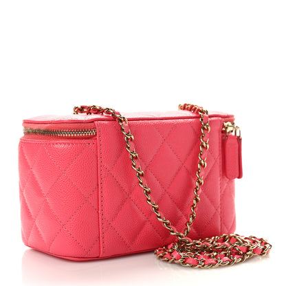 Chanel Caviar Quilted Small Vanity Case With Chain Pink 2 of 9