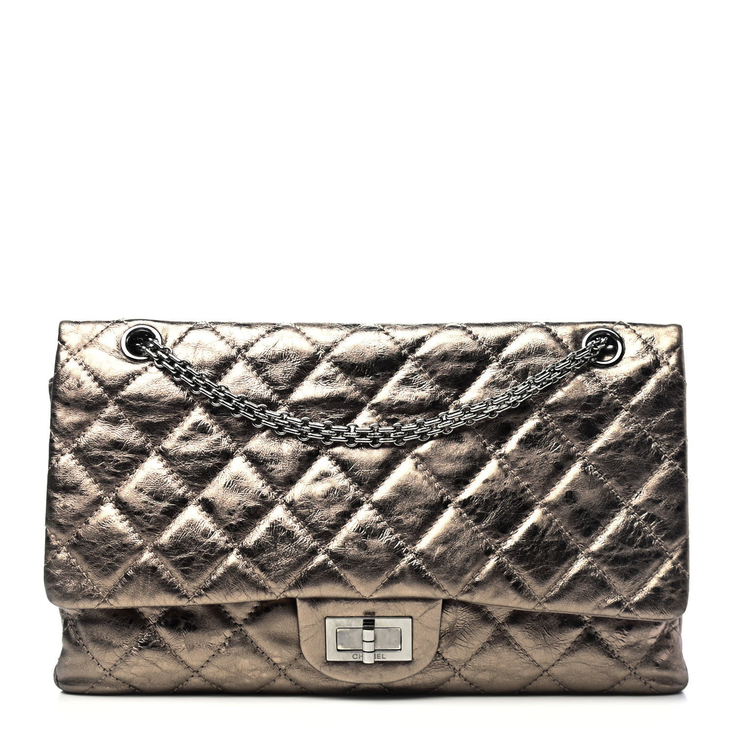 Chanel Metallic Aged Calfskin Quilted 2.55 Reissue 227 Flap Pewter 1 of 4