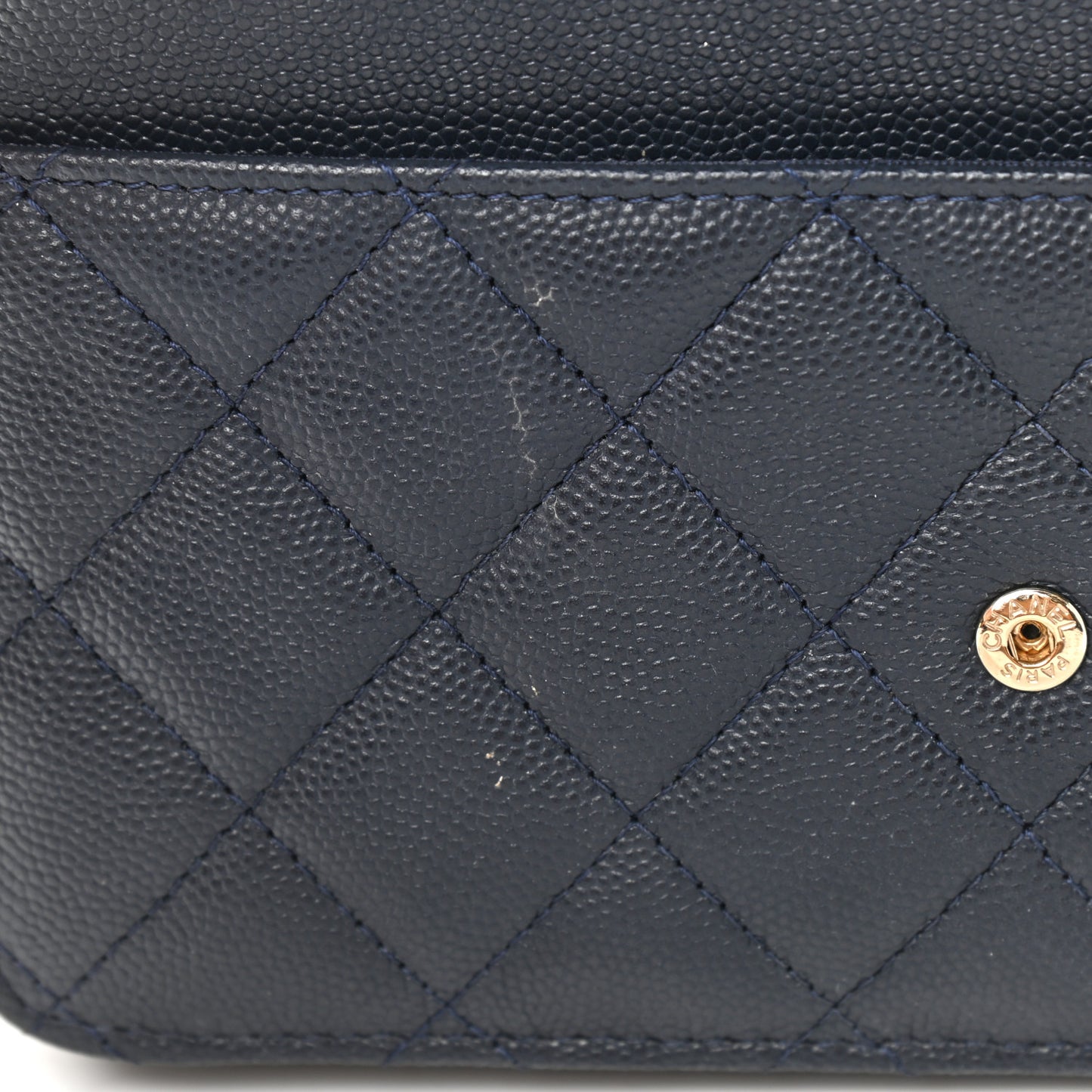 Caviar Quilted Wallet On Chain WOC Navy Blue