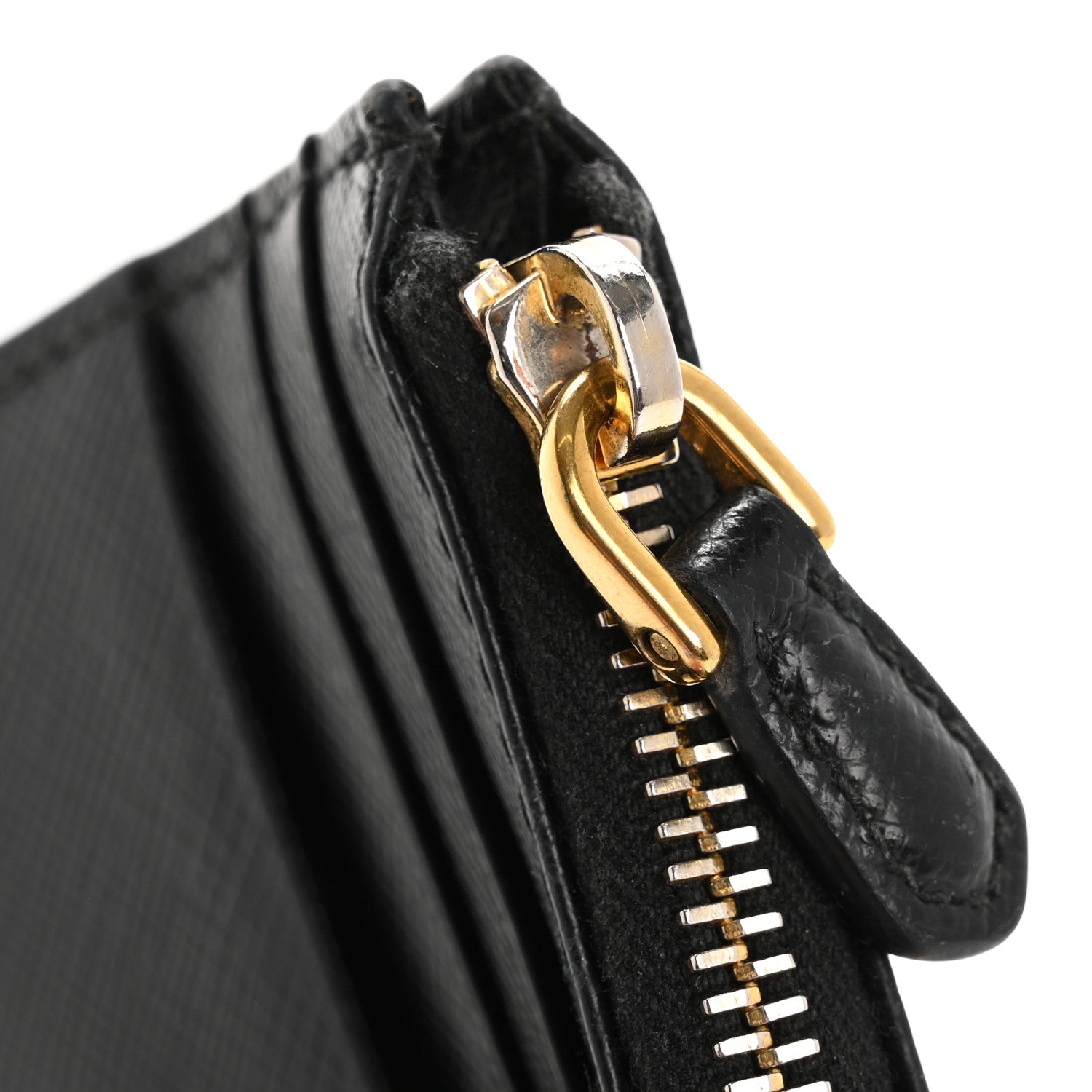 Prada Saffiano Triangle Zip Card Holder Black 8 of 10