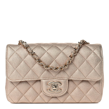 Chanel Metallic Lambskin Quilted Mini Rectangular Flap Gold 1 of 9