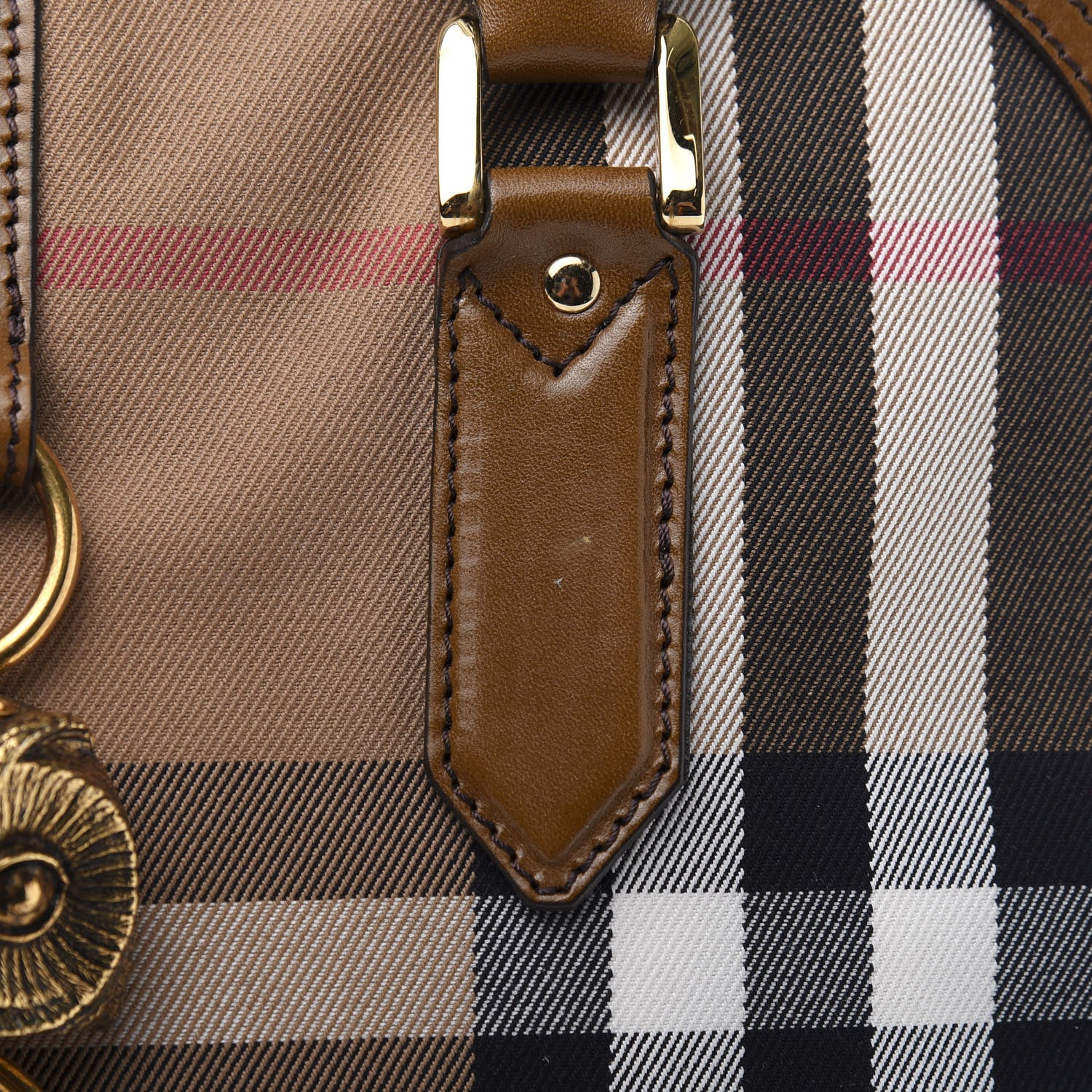 Burberry Bridle Calfskin House Check Owl Medium Orchard Bowling Bag Brown Ochre 12 of 13