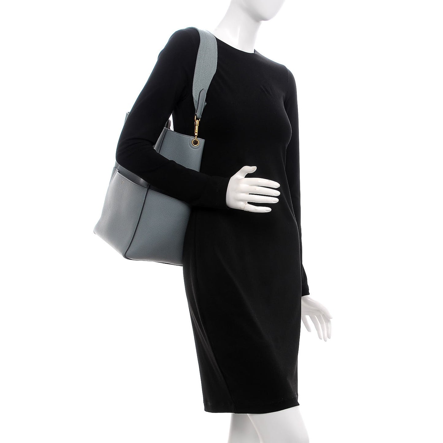 Soft Grained Calfskin Sangle Bucket Bag Storm