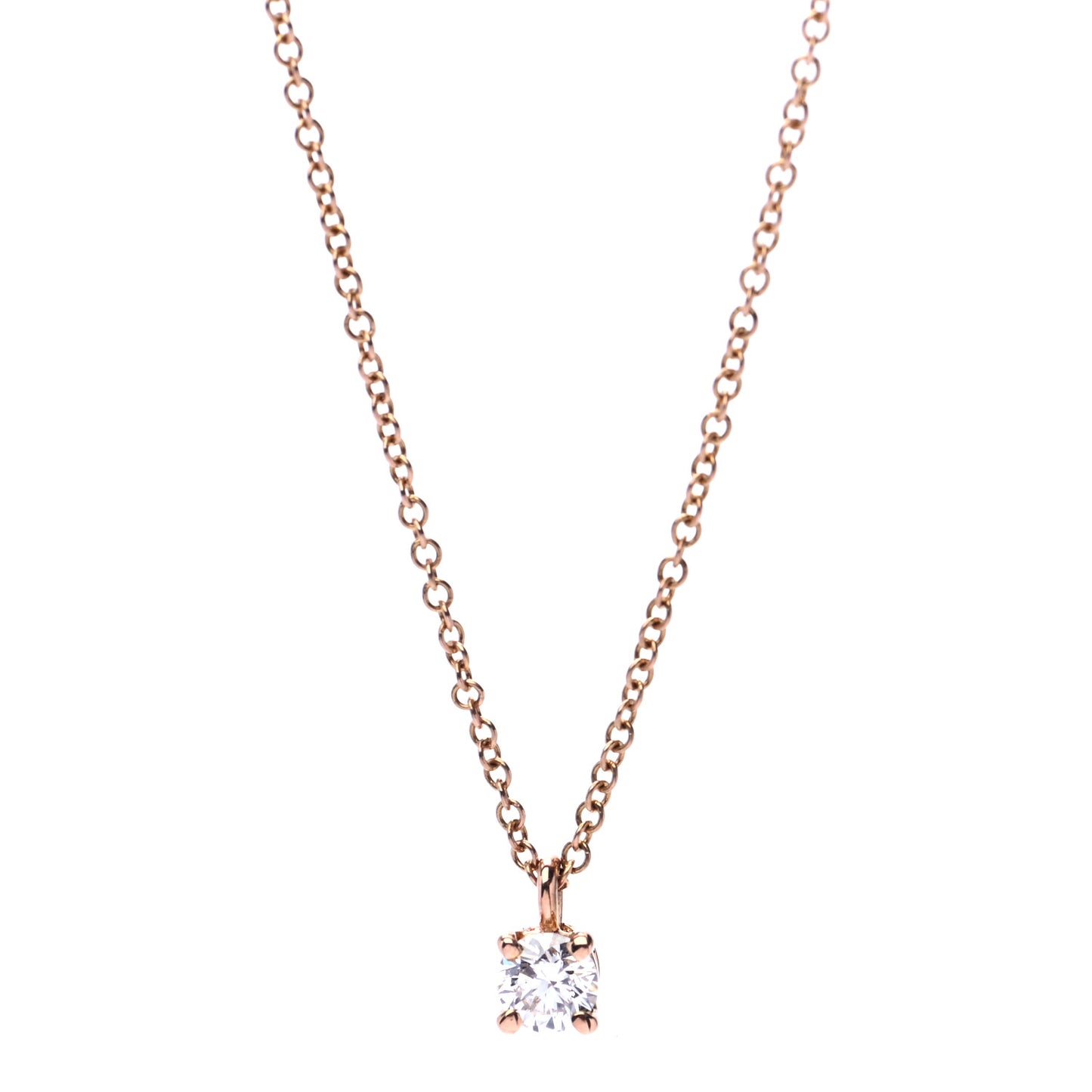 18K Rose Gold Diamond .17ct Solitaire Pendant Necklace