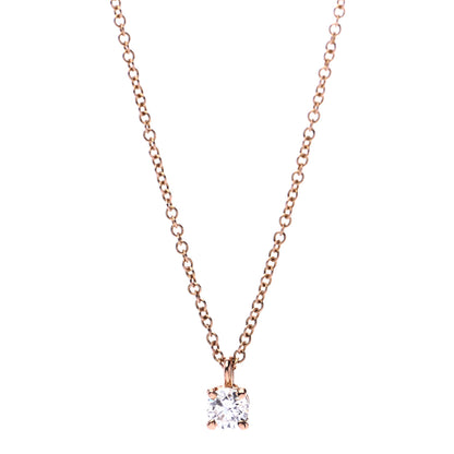 Tiffany 18K Rose Gold Diamond .17ct Solitaire Pendant Necklace 1 of 6