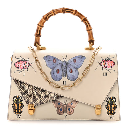 Gucci Calfskin Snakeskin Studded Medium Ottilia Top Handle Bag White 1 of 10