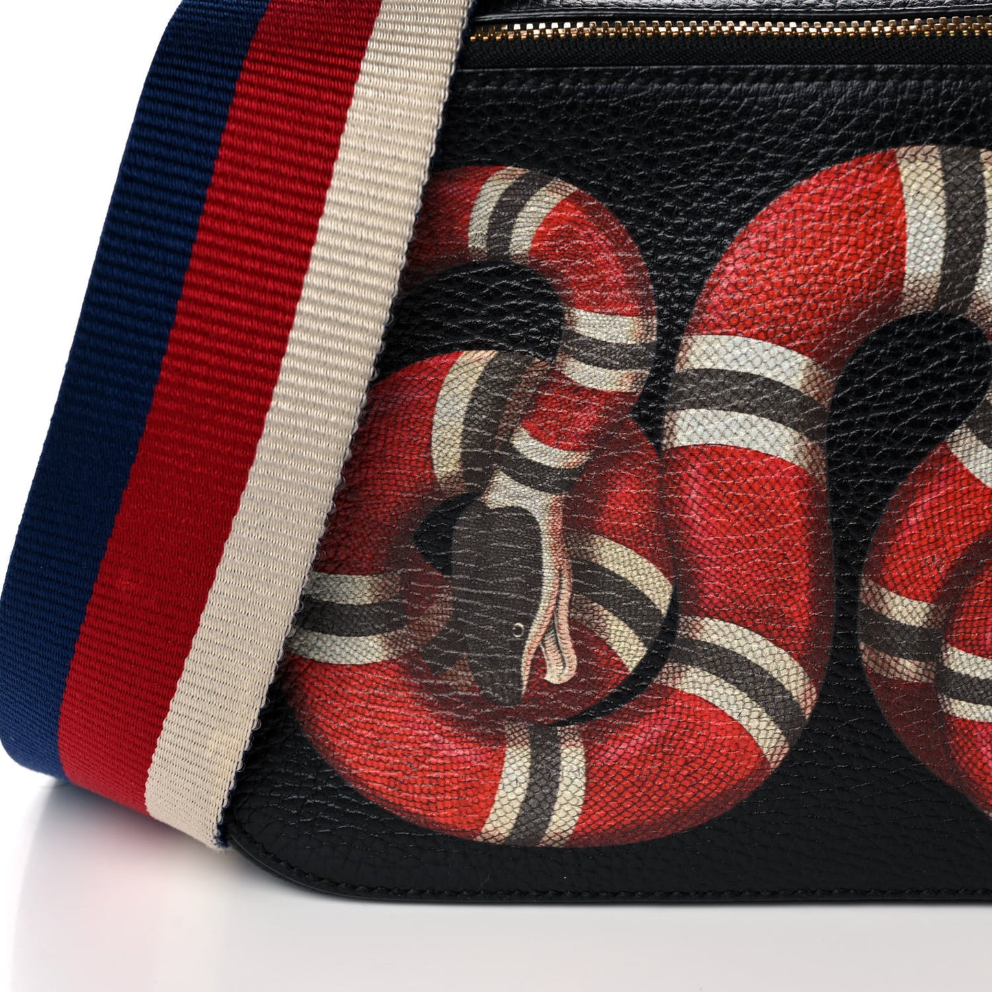 Grained Calfskin Sylvie Web Kingsnake Small Camera Bag Black Multicolor