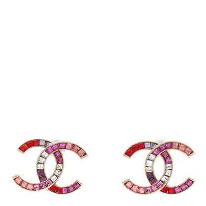 Chanel Crystal Baguette CC Earrings Gold Multicolor 1 of 5