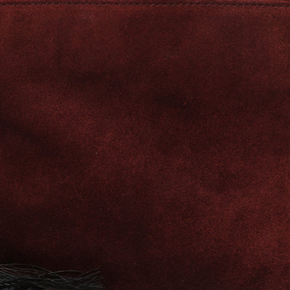 The Row Suede Pony Hair Tassel Wristlet Pouch Burgundy 7 of 10