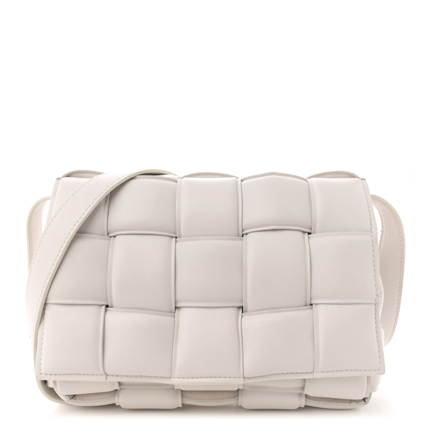 Nappa Maxi Intreccio Padded Cassette Crossbody Bag Chalk