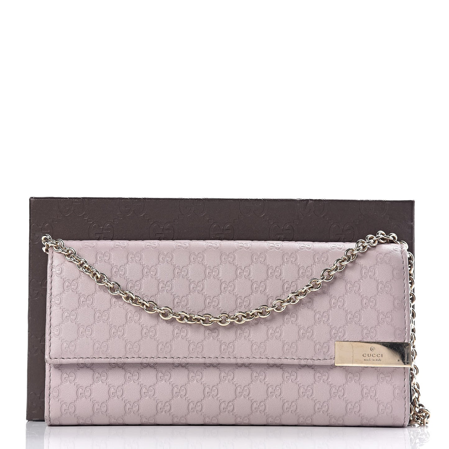 Soft Microguccissima Dice Chain Wallet Mauve