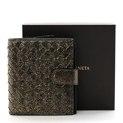 Bottega Veneta Metallic Nappa Intrecciato French Flap Wallet Gold 9 of 9