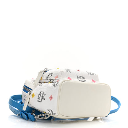MCM Skyoptic Visetos X-Mini Stark Bebe Boo Backpack White Blue 3 of 8