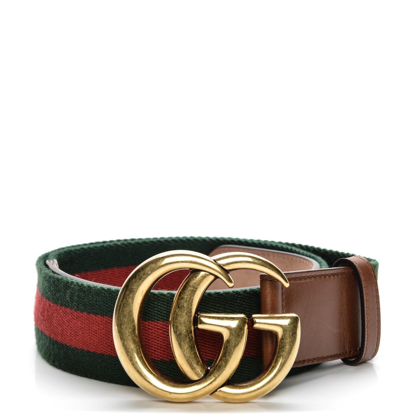 Nylon Calfskin Double G Web 40mm Belt 85 34 Green Red Cuir