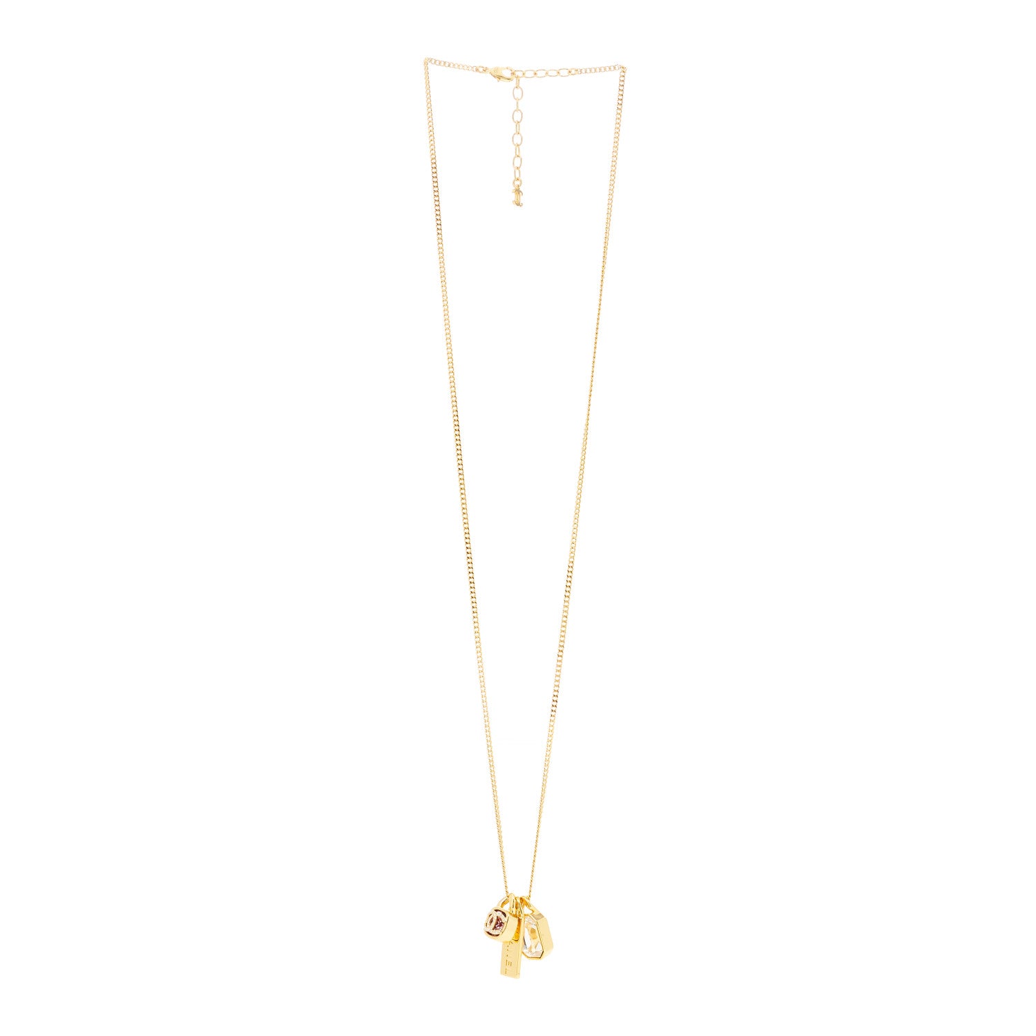 Chanel Metal Crystal Charm Necklace Purple Gold 3 of 6