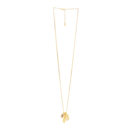Chanel Metal Crystal Charm Necklace Purple Gold 3 of 6