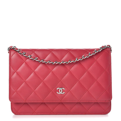 Chanel Lambskin Quilted Wallet On Chain WOC Dark Pink 1 of 11