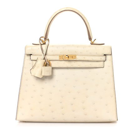 Hermes Ostrich Kelly Sellier 25 Beton 1 of 11