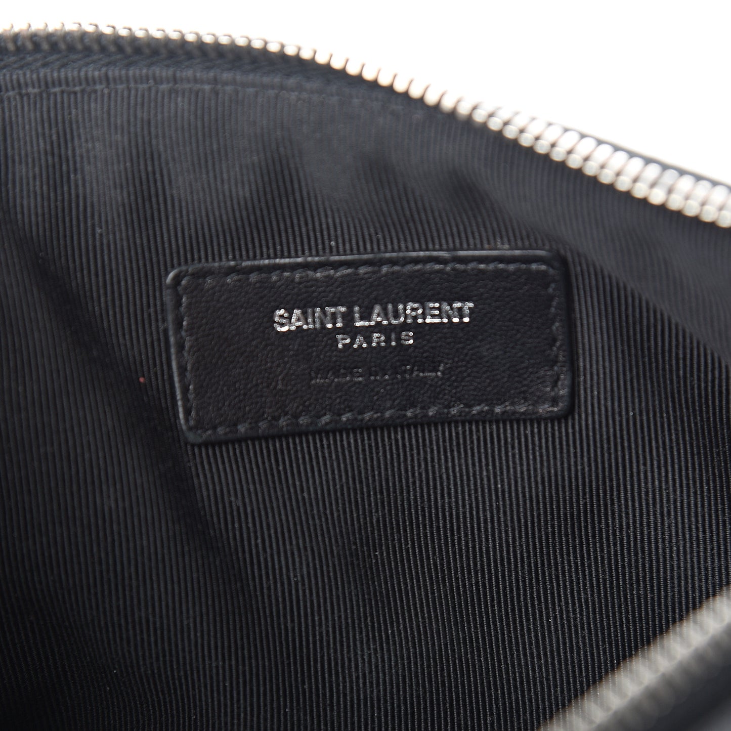 Calfskin Crocodile Embossed Monogram Zip Pouch Black