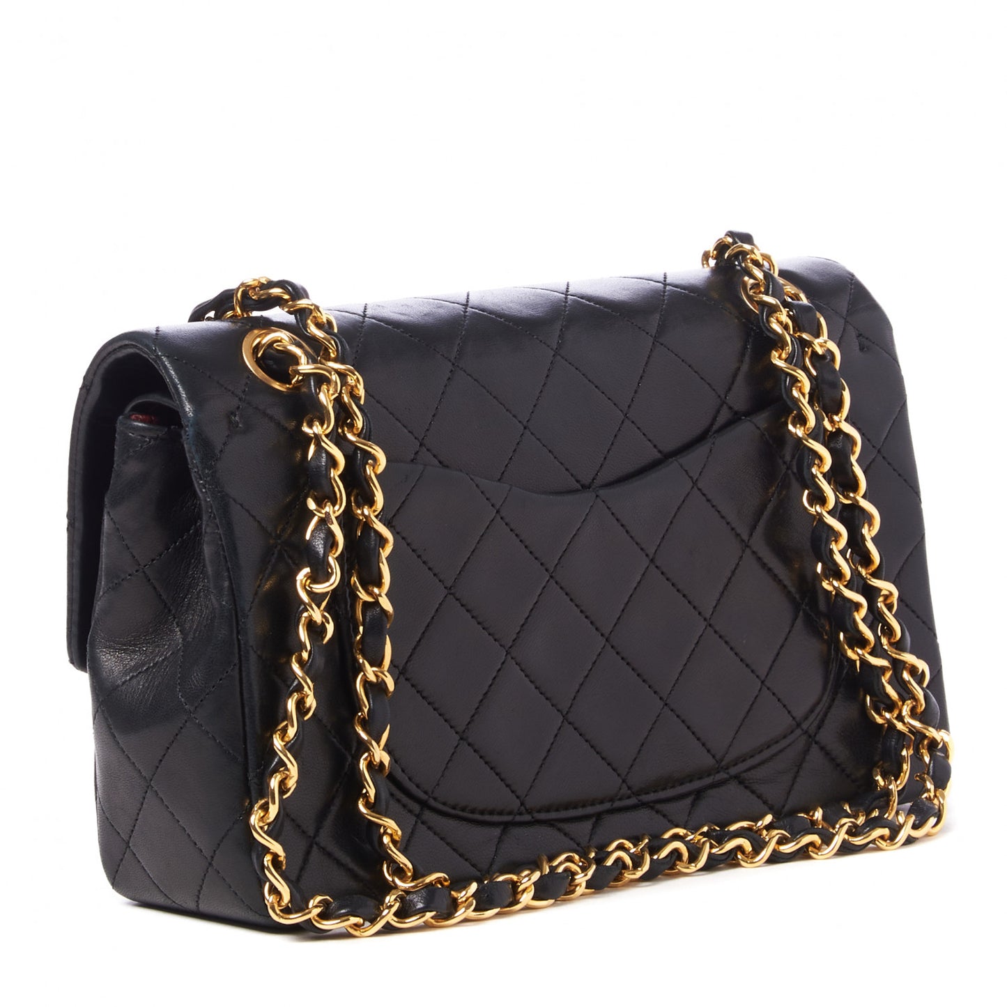 Lambskin Quilted Small Double Flap Black