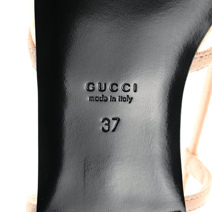 Gucci Suede Mesh Crystal GG Monogram Slingback Ballet Flats 37 Light Powder Skin Rose 6 of 8