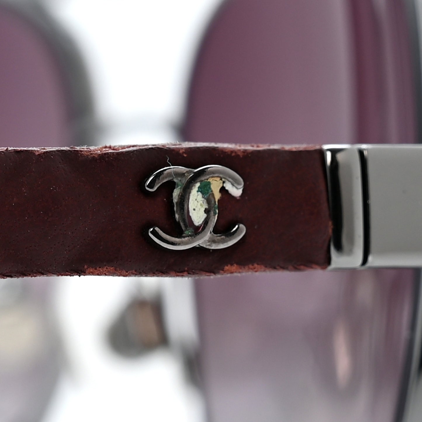 Metal Lambskin Quilted CC Pilot Summer Aviator Sunglasses 4204-Q Silver Burgundy