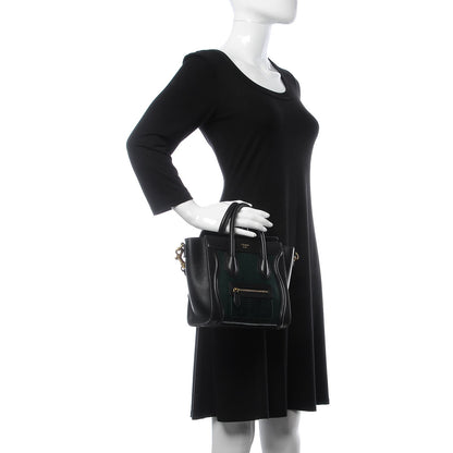 Celine Lizard Smooth Calfskin Nano Luggage Dark Green 3 of 8