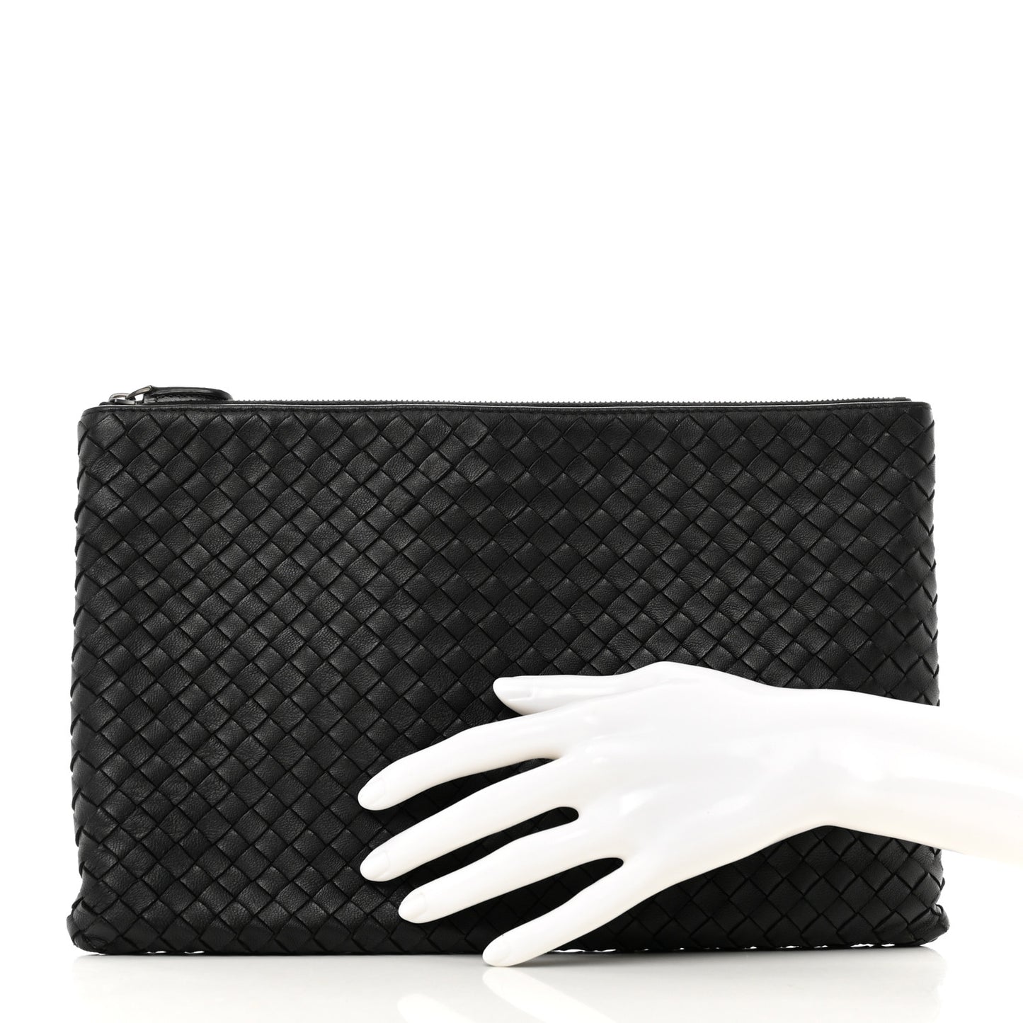 Nappa Intrecciato Zip Pouch Black