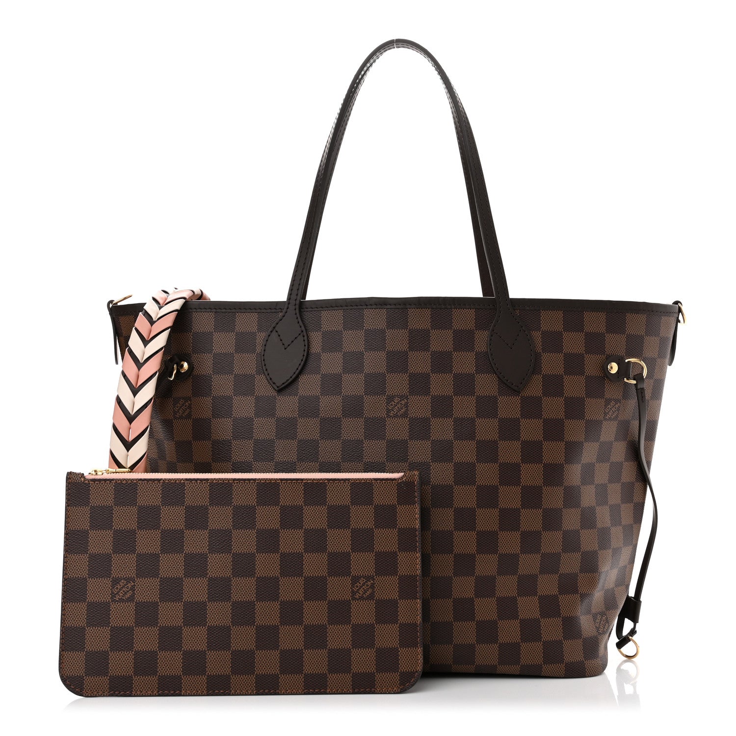 Louis Vuitton Damier Ebene Braided Neverfull MM Pink 1 of 10