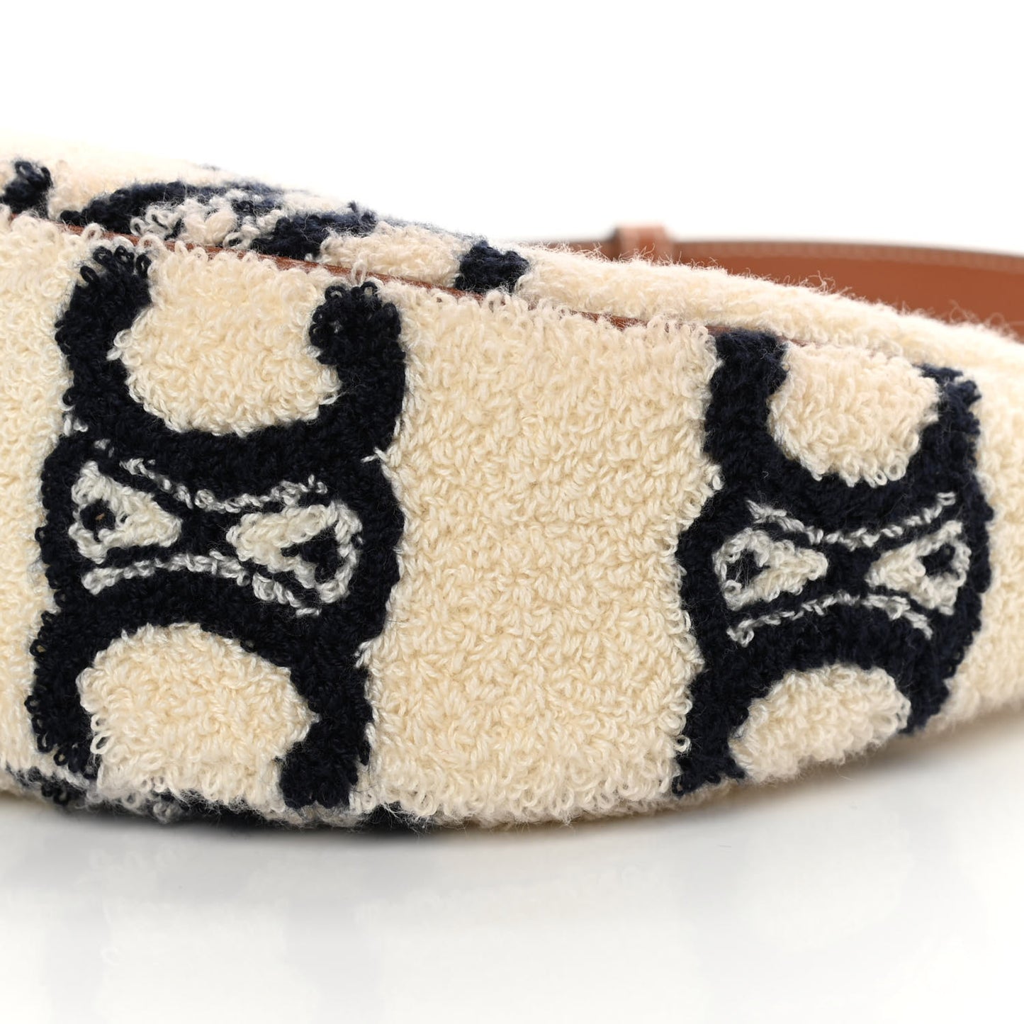 Bouclette Embroidered Ava Triomphe Shoulder Bag Navy Tan