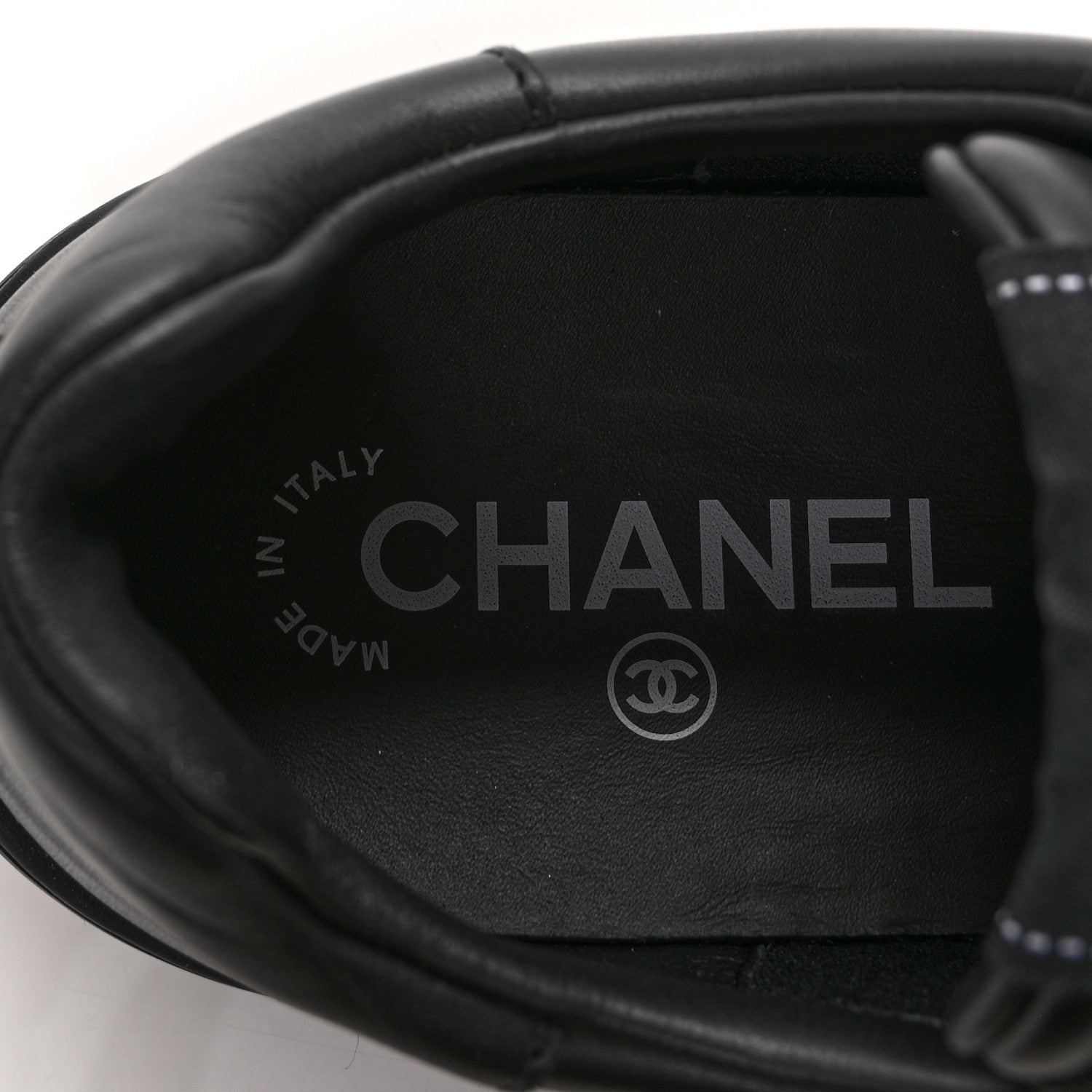 Chanel Calfskin Womens CC Logo Sneakers 38.5 Black 7 of 10