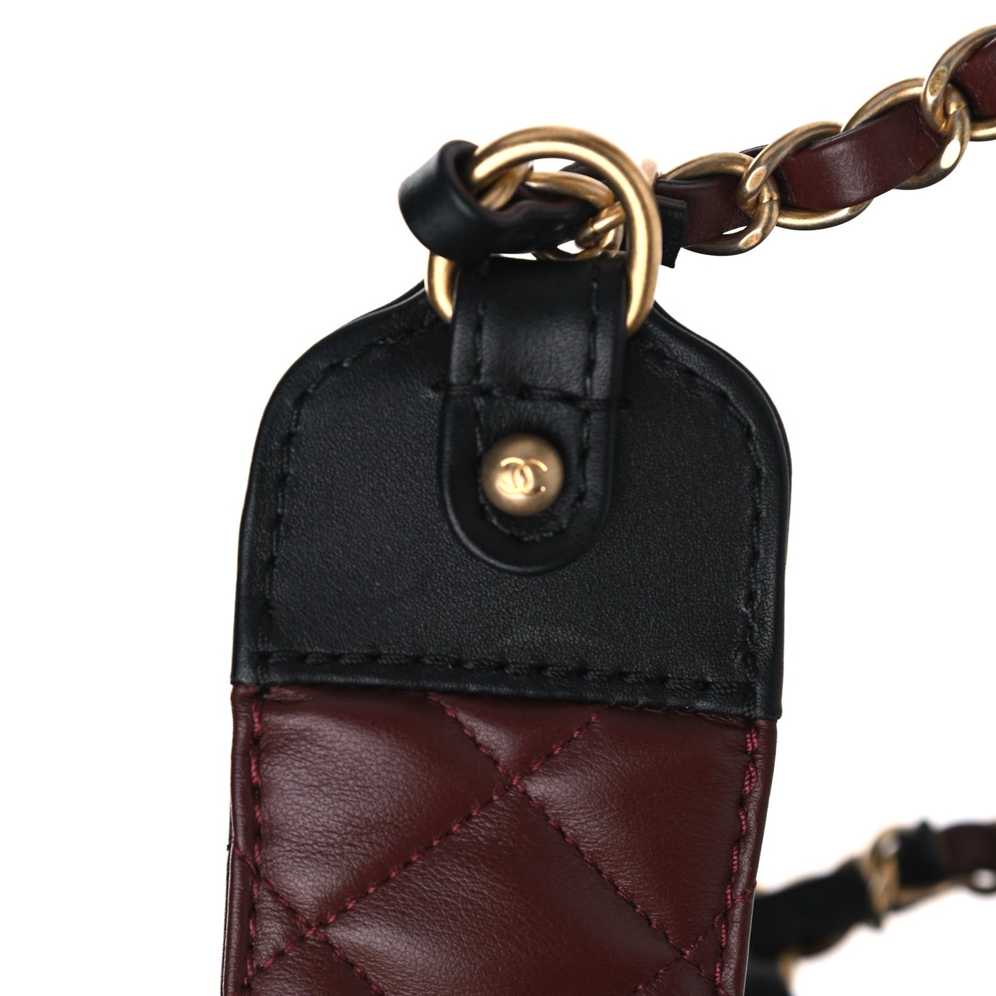 Calfskin Quilted Small Strap Into Flap Bag Black Brown