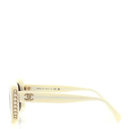 Chanel Acetate Pearl Cat Eye CC Sunglasses 5481-H White 3 of 9