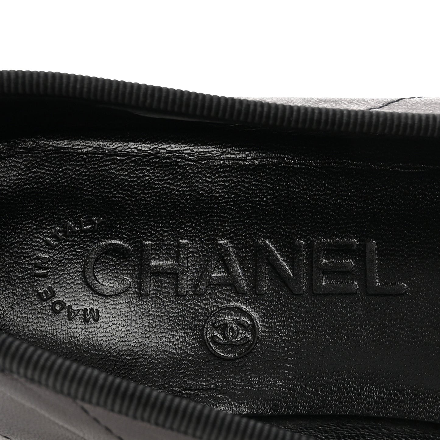 Lambskin Quilted Cambon Ballerina Flats 36 Black