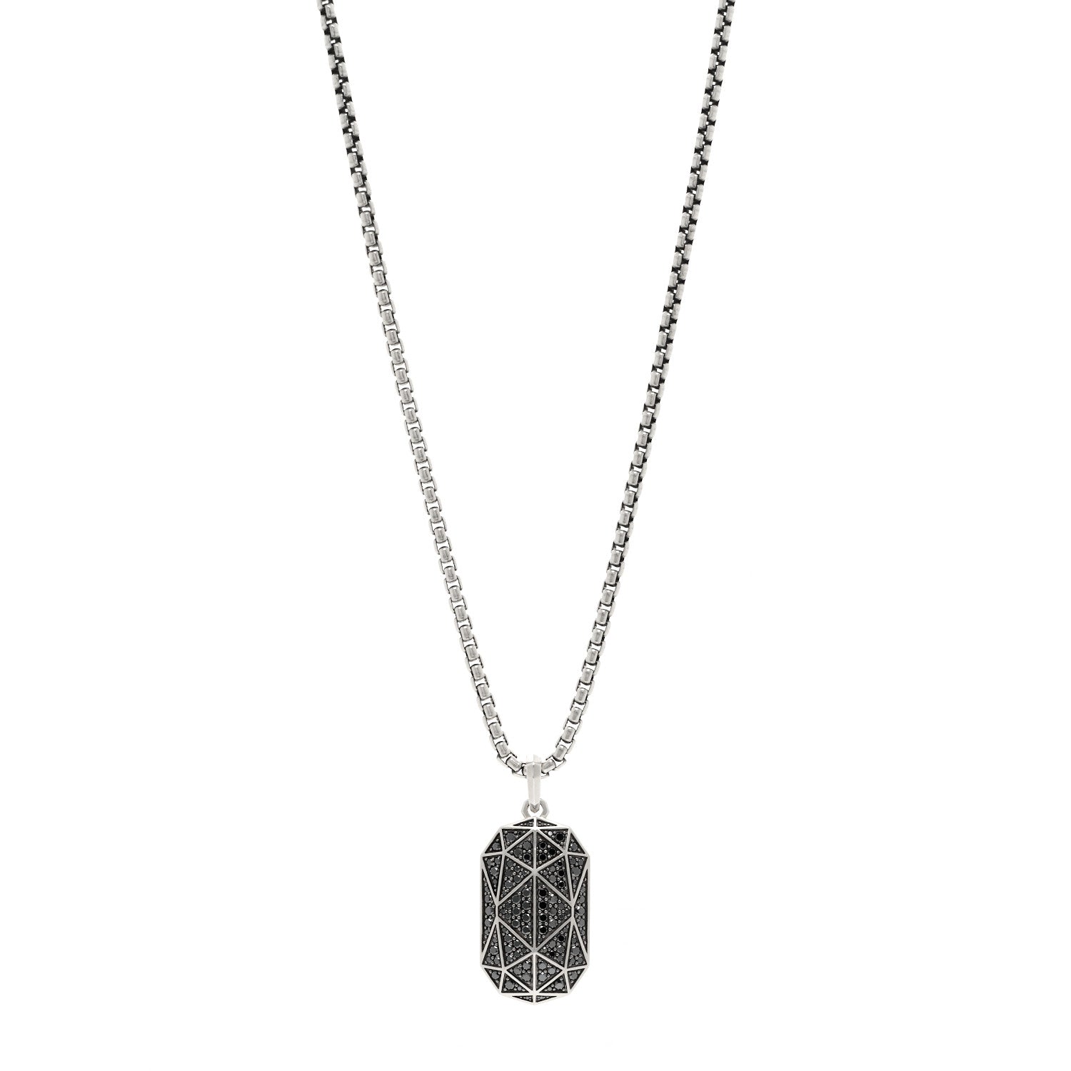 David Yurman Sterling Silver Black Diamond 36.3mm Faceted Amulet Pendant 1 of 5