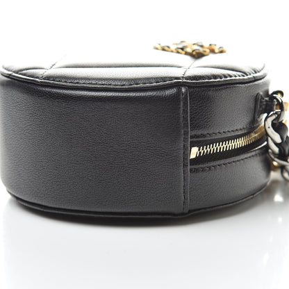 Chanel Shiny Goatskin Quilted 19 Round Clutch With Chain Black 10 of 11