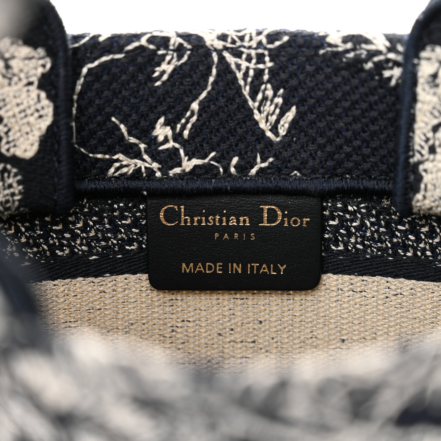 Christian Dior Canvas Embroidered Toile De Jouy Reverse Mini Book Tote With Strap Blue Multicolor 6 of 12