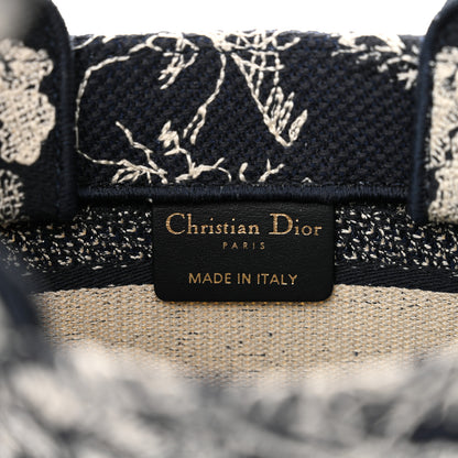 Christian Dior Canvas Embroidered Toile De Jouy Reverse Mini Book Tote With Strap Blue Multicolor 6 of 12