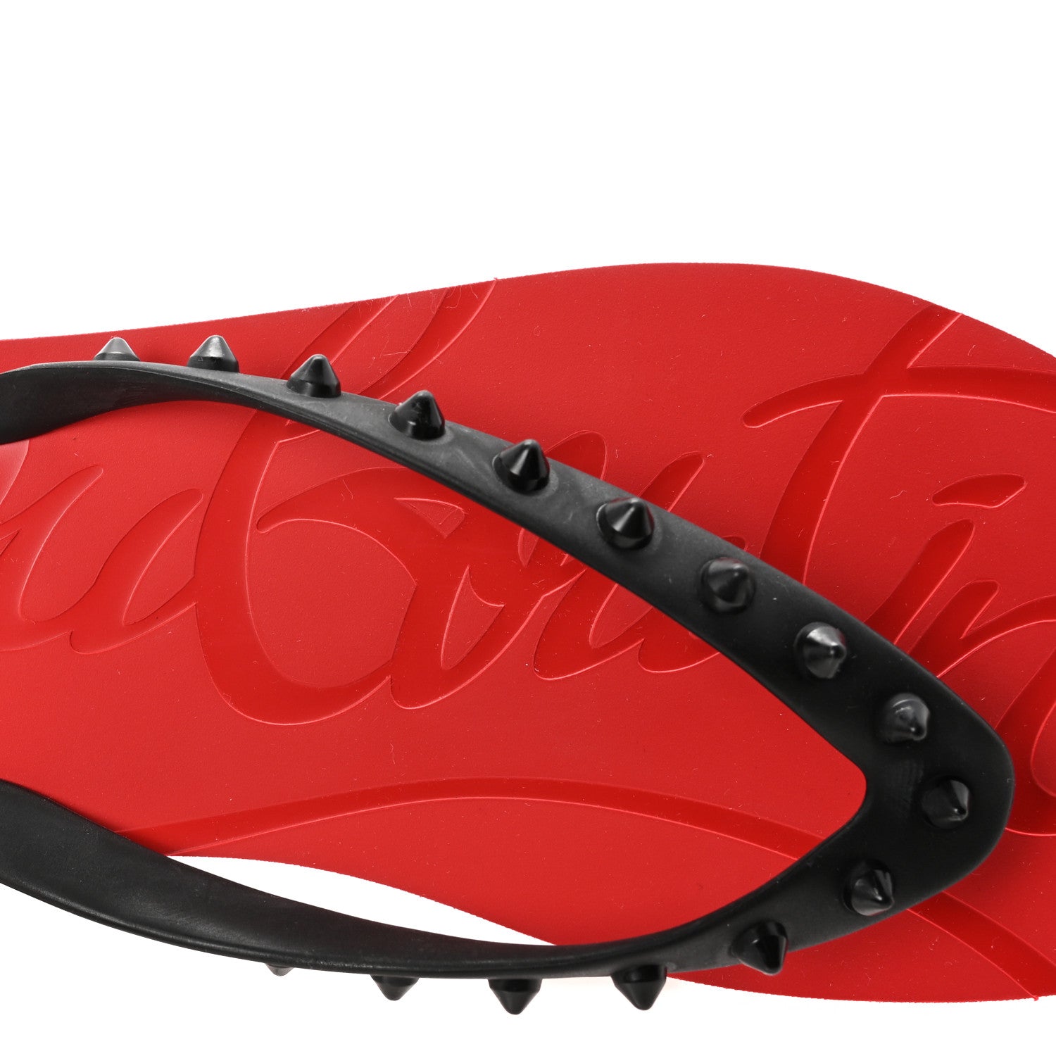 Christian Louboutin Rubber Spike Loubi Donna Flip Flop 41 Black Red 8 of 9