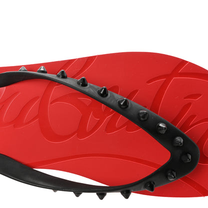 Christian Louboutin Rubber Spike Loubi Donna Flip Flop 41 Black Red 8 of 9